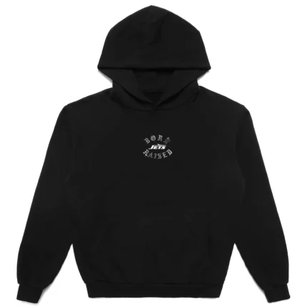 born x raised black hoodie LOGO